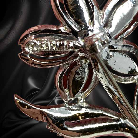 Vintage Sarah Coventry Modernist Stylized Flower Shaped Brooch Pin Silver Tone - Picture 3 of 4